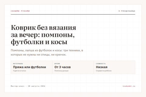 Коврик без вязания за вечер: помпоны, футболки и косы