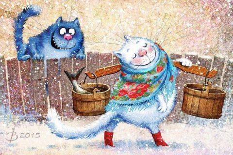 Забавные синие коты. Коллекция картин от Ирины Зенюк