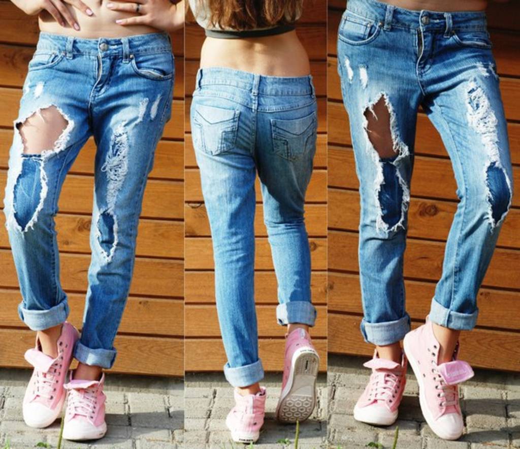 Как красиво заделать дырки на рваных джинсах