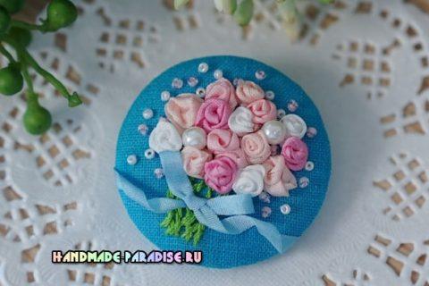 Вышиваем букет цветов лентами. Очень красивая композиция!