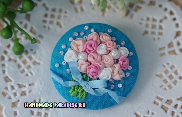 Вышиваем букет цветов лентами. Очень красивая композиция!