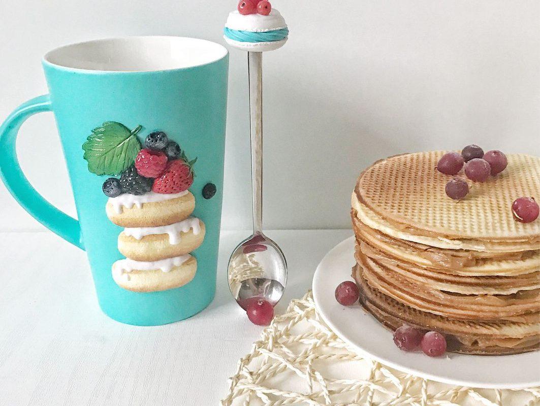 Красивые кружки с декором из полимерной глины. Какая же это красота!!!