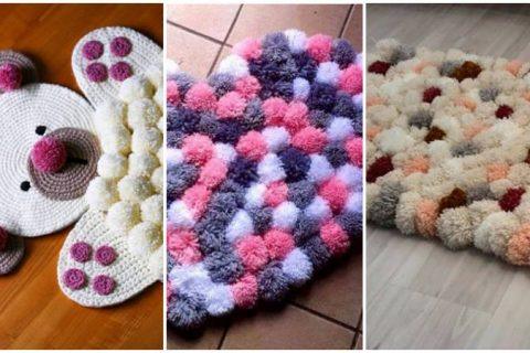 Коврики из ПОМПОНОВ своими руками, мягкие и уютные