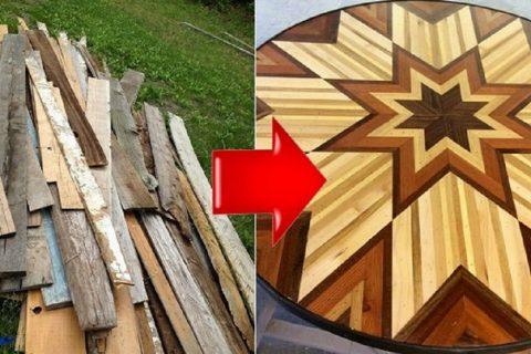 Красивые мозаичные столешницы из старых досок. Невероятно красиво!!!