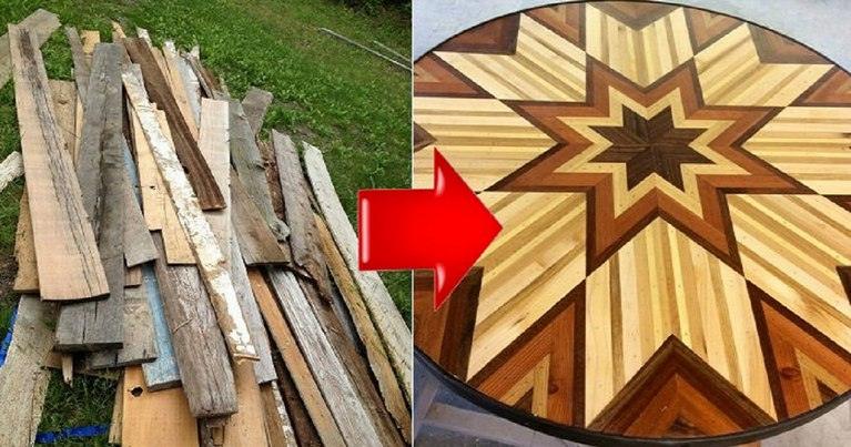 Красивые мозаичные столешницы из старых досок. Невероятно красиво!!!