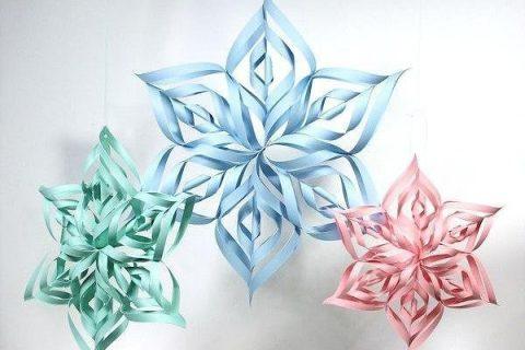 Красивая большая снежинка из цветной бумаги. Мастер-класс
