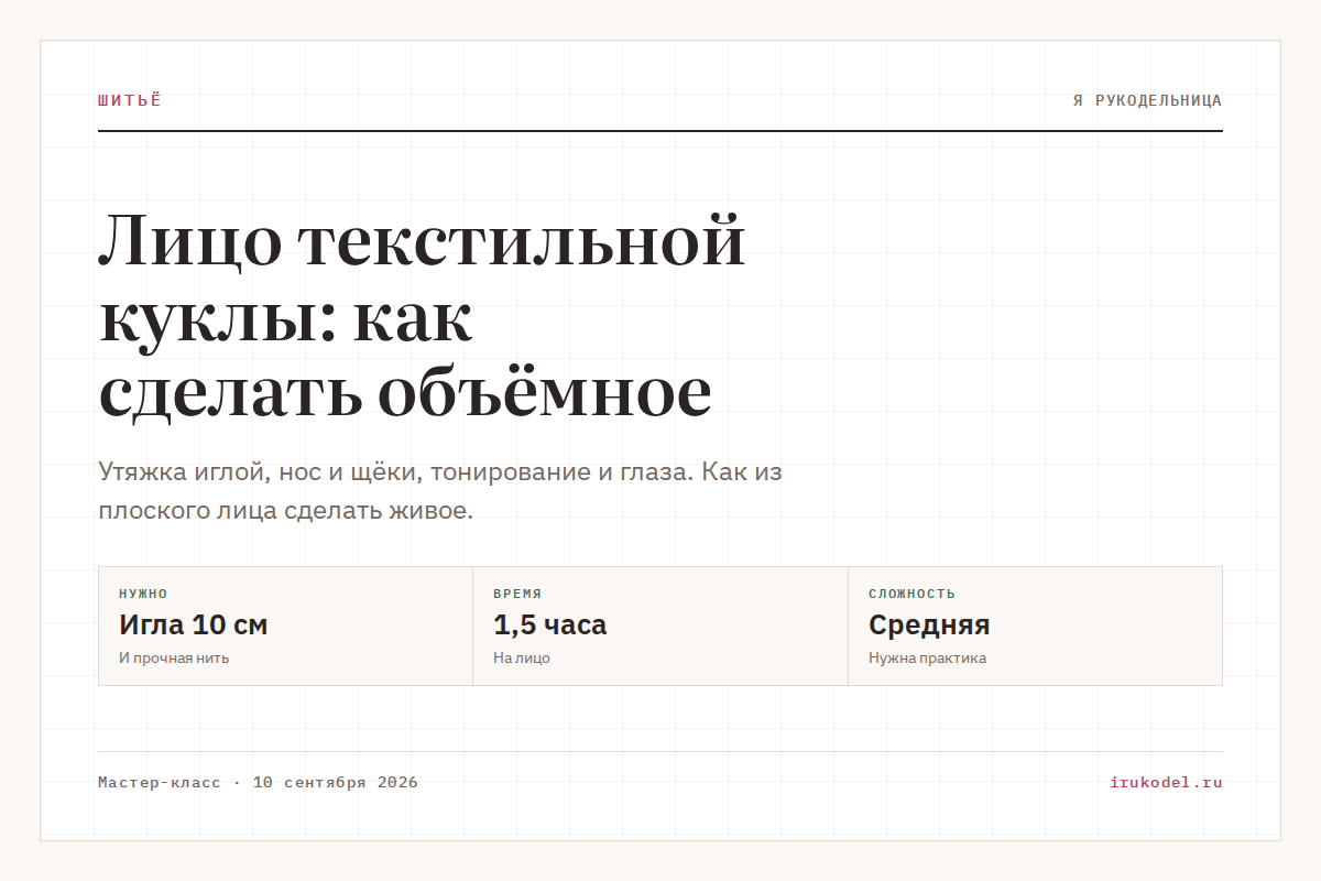 Лицо текстильной куклы: как сделать объёмное