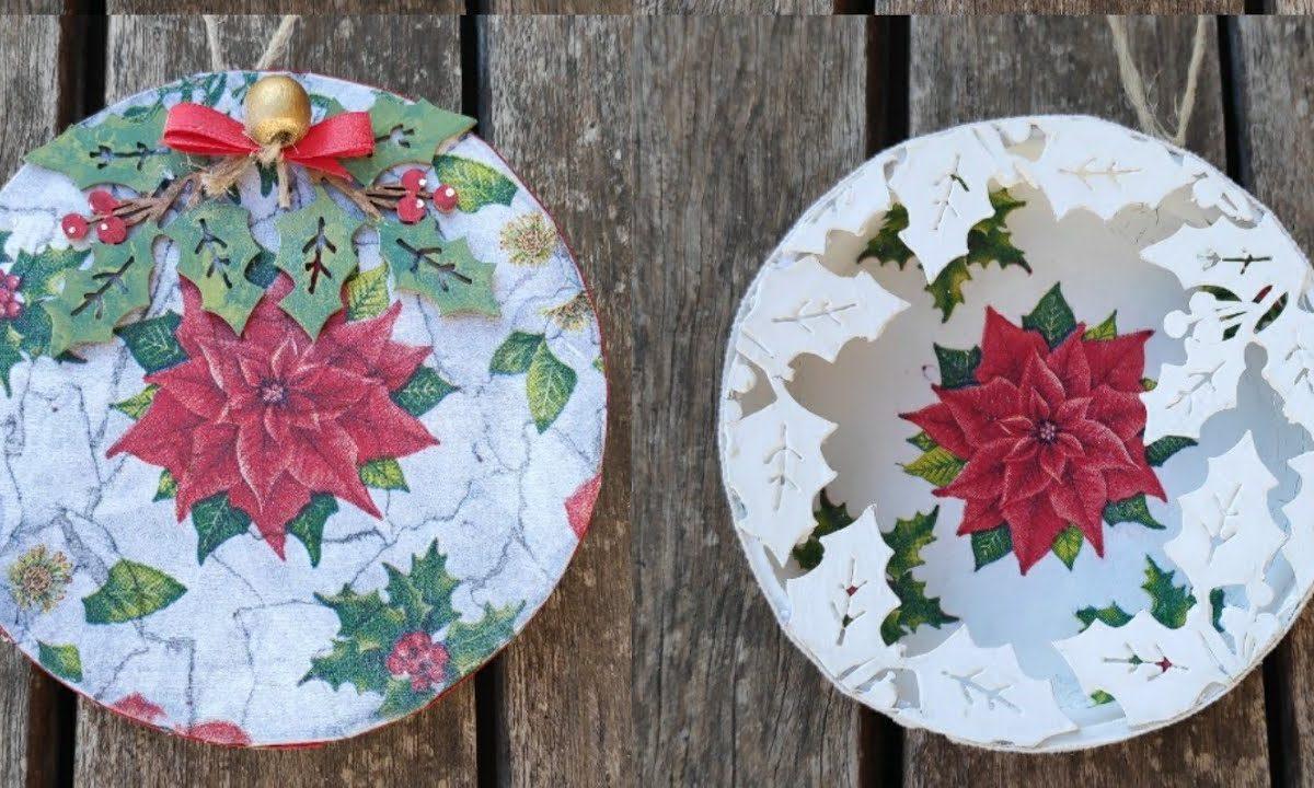 Adorno de navidad de cartón con dos decoraciones diferentes