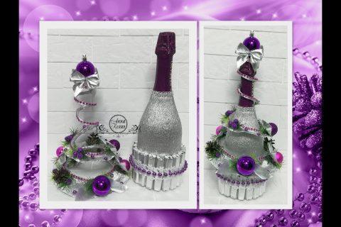 DIY?ЕЛКА-СПИРАЛЬ НА ШАМПАНСКОМ?ЕЛОЧКА ИЗ КОНФЕТ/ШОКОЛАДА?Новогодний декор подарка своими руками