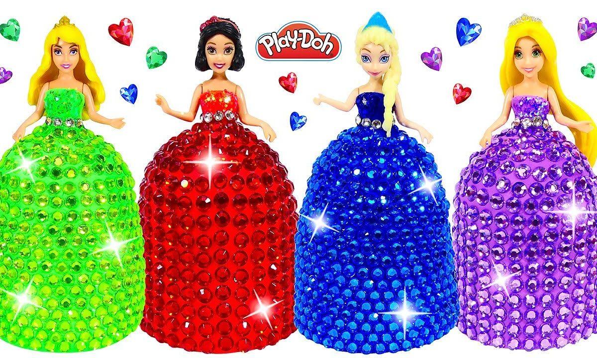 DIY How to Make Play Doh Super Sparkle Dresses for Disney Princesses
