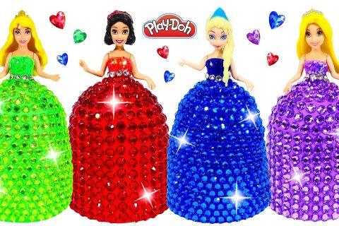 DIY How to Make Play Doh Super Sparkle Dresses for Disney Princesses