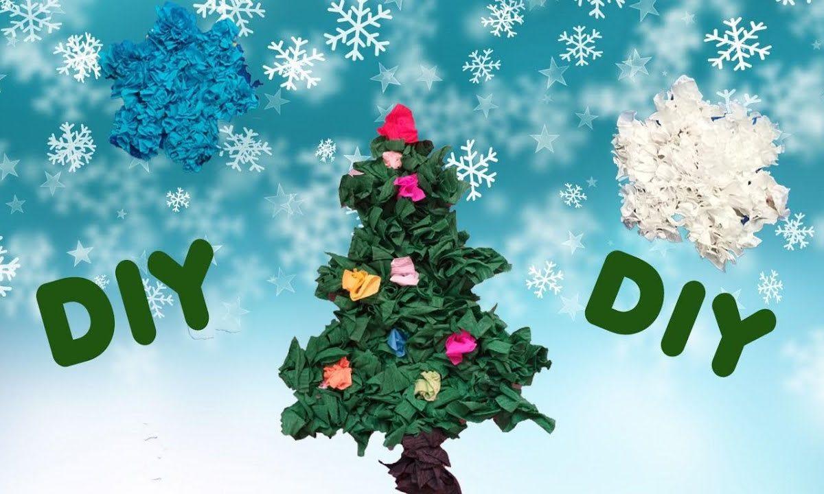 DIY.Новогодние поделки.Елка и  снежинки из гофрированной бумаги.Christmas  crafts
