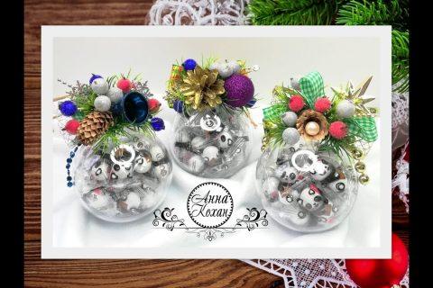 DIY?ШАРЫ НА ЕЛКУ С КОНФЕТКАМИ?Новогодние игрушки из пластиковых заготовок своими руками?Мастер класс