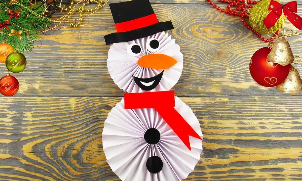 DIY Снеговик из бумаги своими руками. Новогодние Поделки, Украшения в Школу, Садик