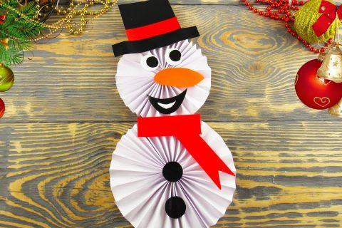 DIY Снеговик из бумаги своими руками. Новогодние Поделки, Украшения в Школу, Садик