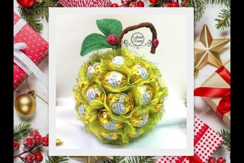 DIY?ЯБЛОКО ИЗ КОНФЕТ своими руками?Идея подарка на Новый год?Что сделать из конфет и шара