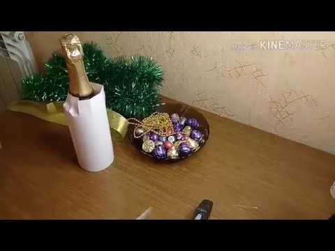 Diy ёлка из конфет на бутылке шампанского/подарки на новый год своими руками/отличный подарок/