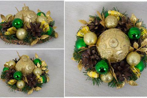DIY новогодняя композиция со свечой Мастер Класс. Декор на Новый Год своими руками