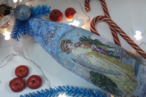 Декор бутылки шампанского! Декупаж салфетками