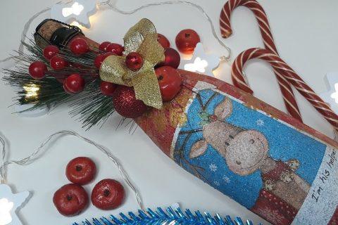Декор бутылки шампанского на новый год!
