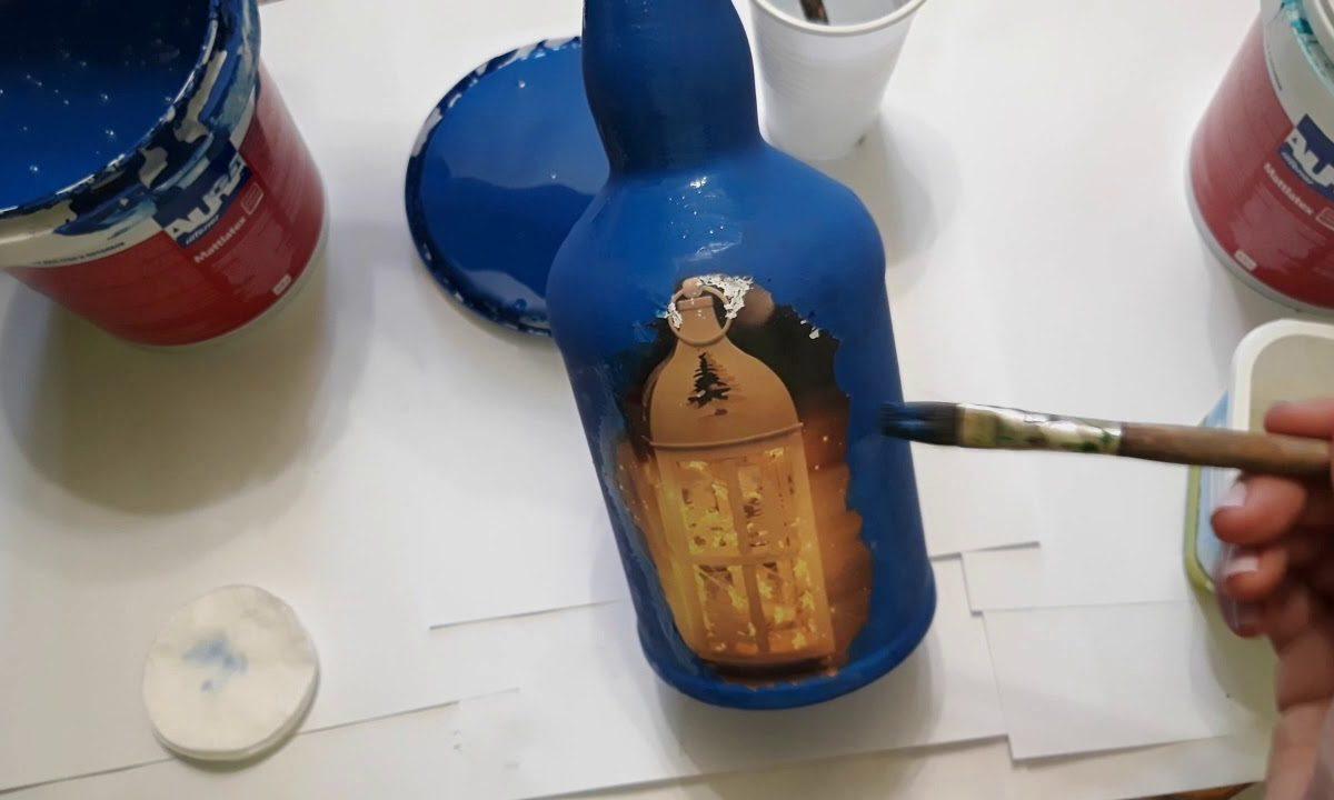 Декупаж бутылки. Декор бутылки. Новогодний декор.