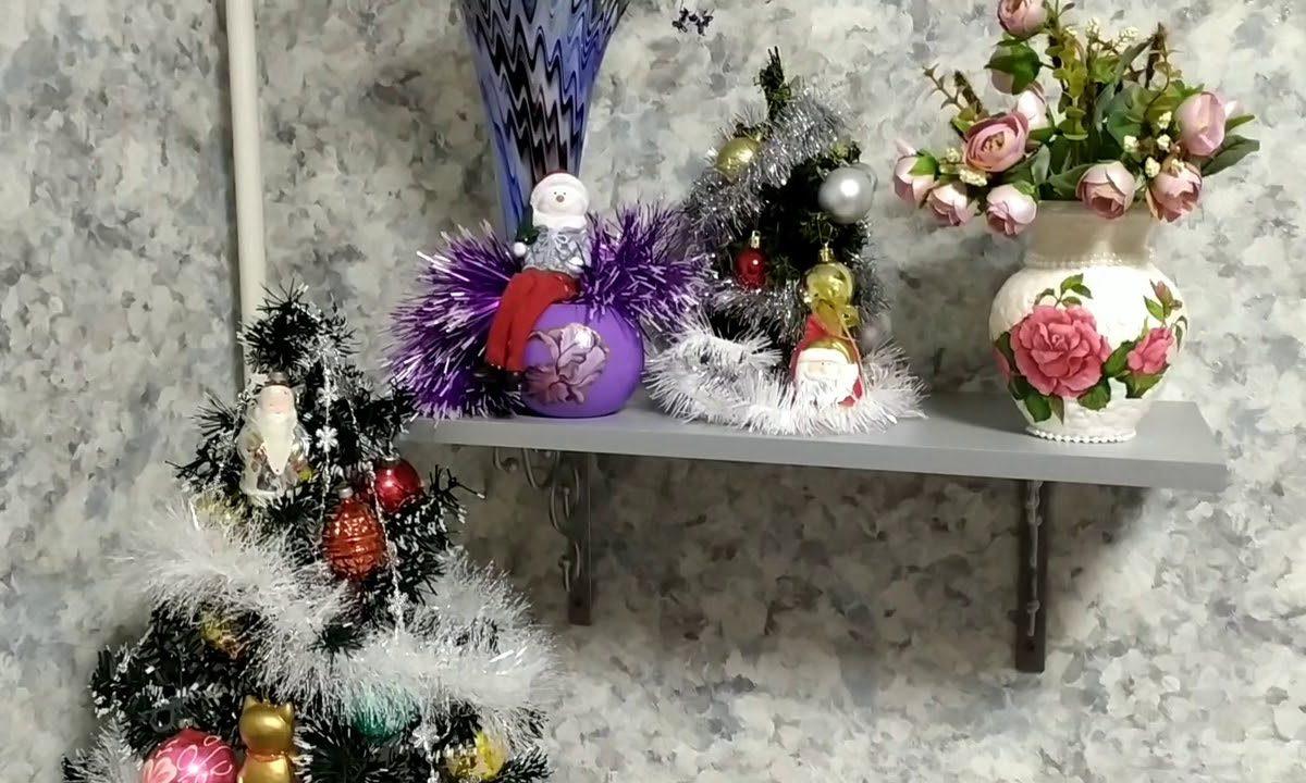 Декупаж стеклянной вазы. Новогоднее настроение ?
