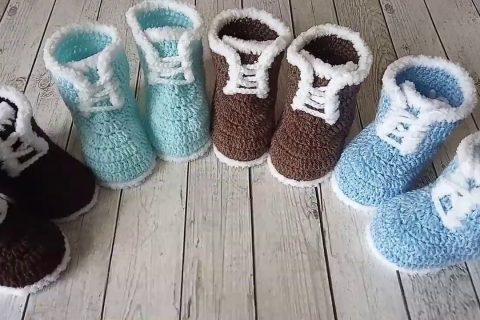 Детские пинетки сапожки вязаные крючком