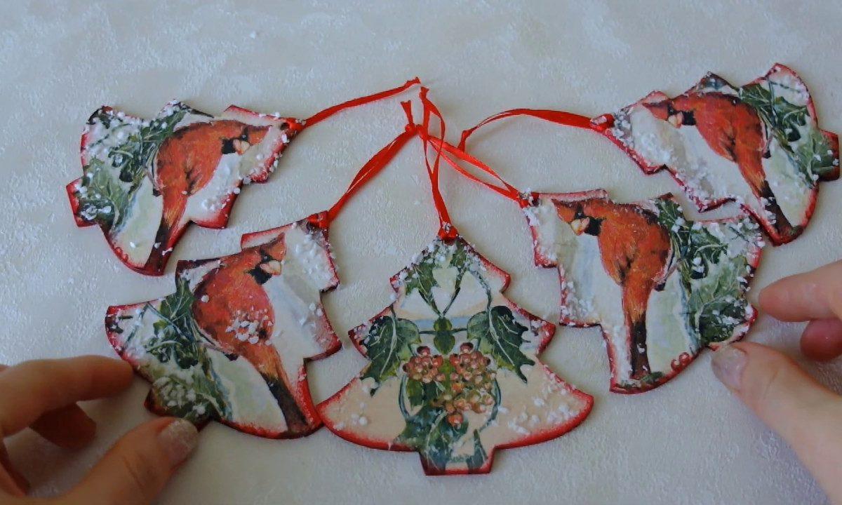 Елочные игрушки в технике декупаж/ елочки/новогодние игрушки