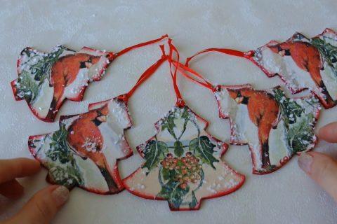 Елочные игрушки в технике декупаж/ елочки/новогодние игрушки