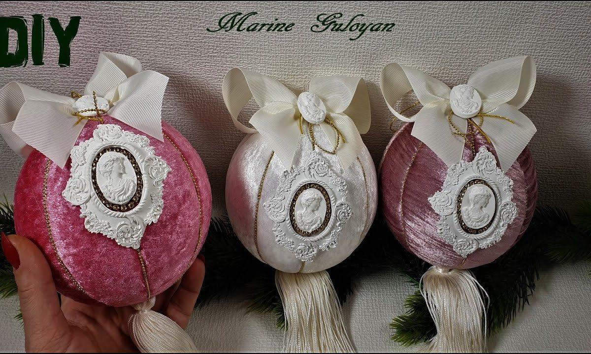 Елочные шары в технике кинусайга /Kinusaiga christmas balls#Marine_DIY_Guloyan