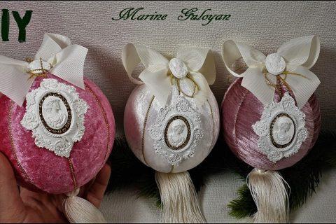 Елочные шары в технике кинусайга /Kinusaiga christmas balls#Marine_DIY_Guloyan