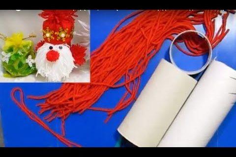 ГНОМ из ниток и втулки мастер класс. Новогодние поделки подарки украшения своими руками.