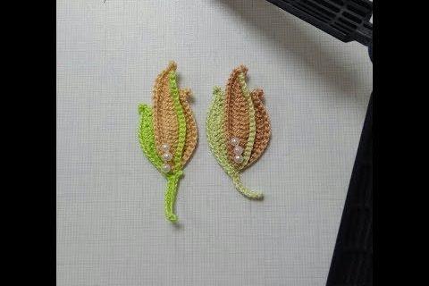 Листочек с бусинками крючком