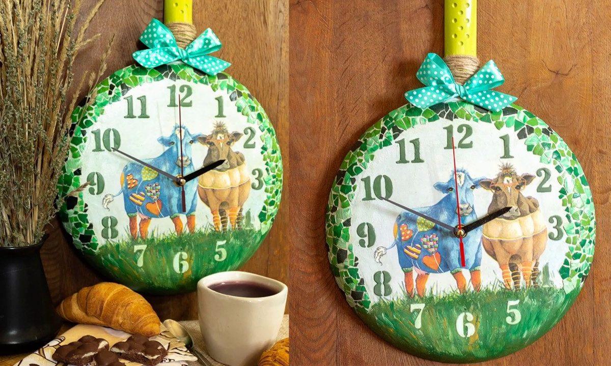 Мастер-класс по декупажу на металле часов из сковородки с яичной скорлупой и салфеткой своими руками