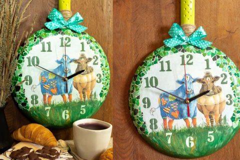 Мастер-класс по декупажу на металле часов из сковородки с яичной скорлупой и салфеткой своими руками