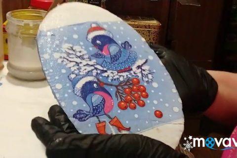 Новогодний декупаж на картоне.