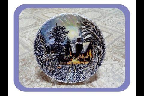 Новогодний декупаж тарелки. Техника Терра. Diy.
