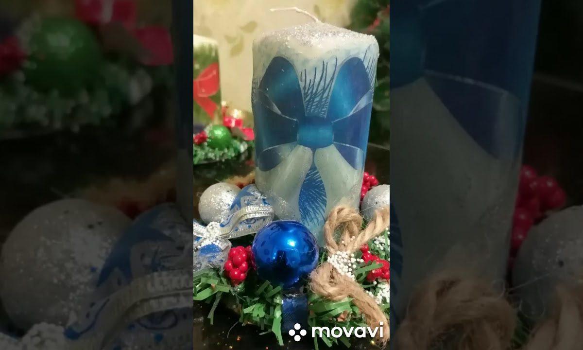Новогодний венок со свечой на компакт-диске