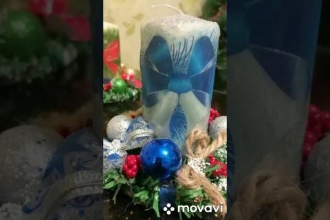 Новогодний венок со свечой на компакт-диске