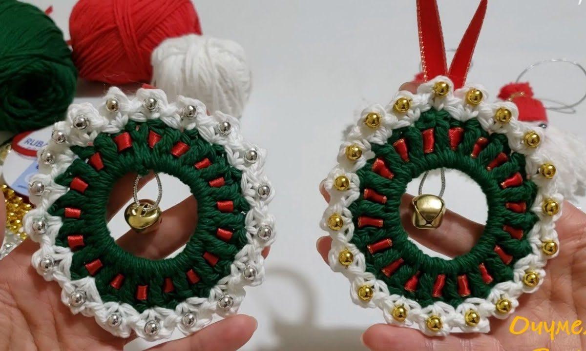 Рождественские веночки крючком из ниток.  Вяжем крючком. Christmas wreaths. Crochet.