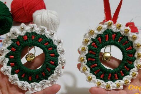 Рождественские веночки крючком из ниток. Вяжем крючком. Christmas wreaths. Crochet.