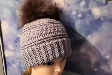 Шапка крючком, рисунок ,,Звездочки,, Шапочка с отворотом для начинающих.