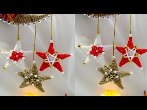 Украшения на Новый год игрушки на ёлку своими руками. Поделки из ниток звездочки декор идеи 2020.