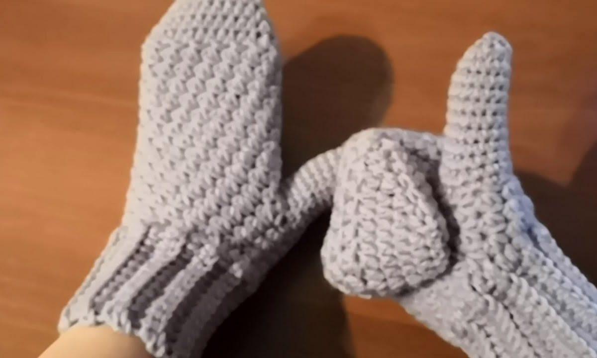 Варежки крючком, подробное видео для начинающих. Crochet mittens.