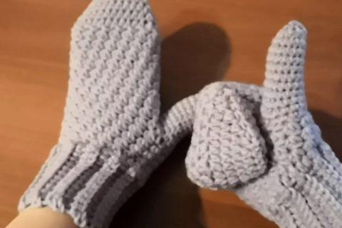 Варежки крючком, подробное видео для начинающих. Crochet mittens.