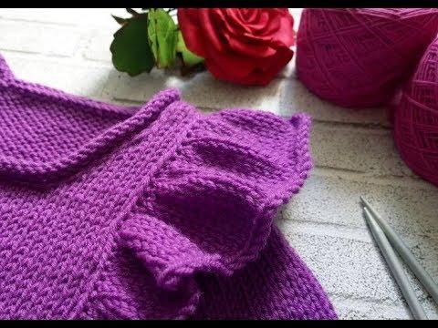 Вязание спицами. Вяжем кофту с оборками. 1-2 часть.