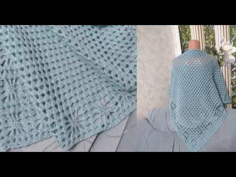 Вяжем шаль и бактус крючком по одной схеме