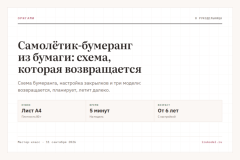 Самолётик-бумеранг из бумаги: схема, которая возвращается