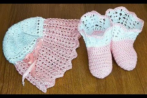 Комплект детский Зефирка с жемчугом крючком, 3 часть — носочки