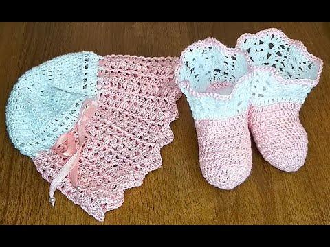Комплект детский Зефирка с жемчугом крючком, 3 часть — носочки